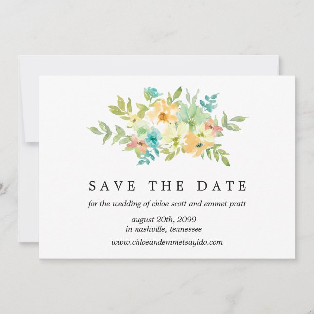 Reserve A Data Wildflower Save the Date Card with Photo Back (Frente)