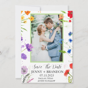 Reserve A Data Wildflower Watercolor Foto Floral Moderna Elegante