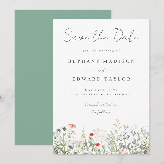 Reserve A Data Wildflower Wedding (Frente/Verso)