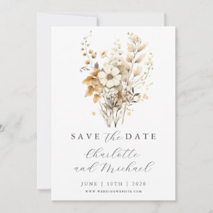 Reserve A Data Wildflower Wedding   Ivory Flat Save The Date Card
