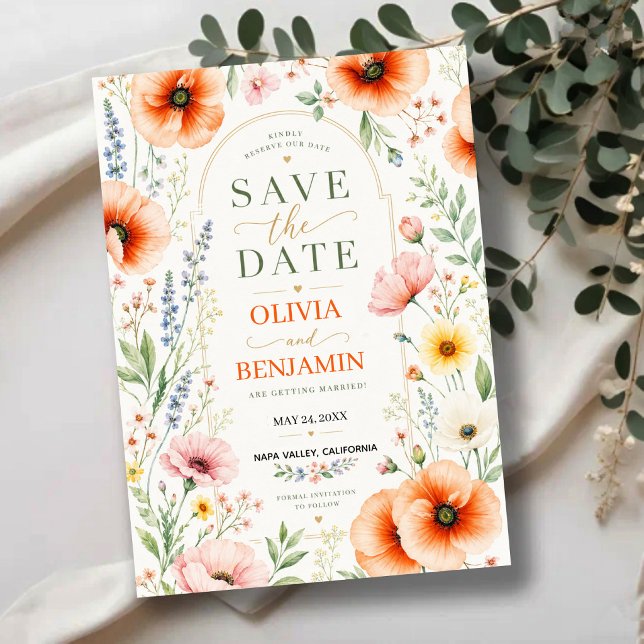 Reserve A Data Wildflowers Elegant Floral Romantic Botanical (Criador carregado)