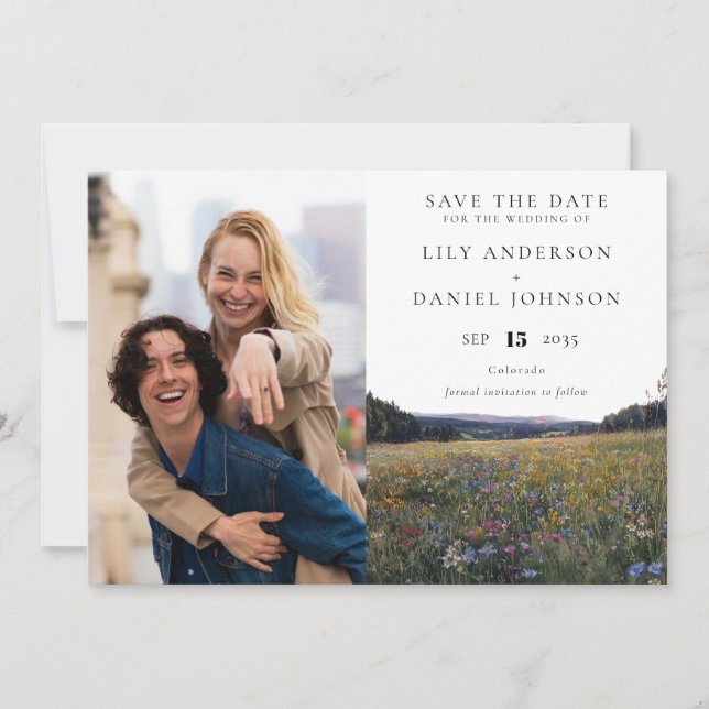 Reserve A Data Wildflowers Floral Meadow Photo Wedding (Frente)