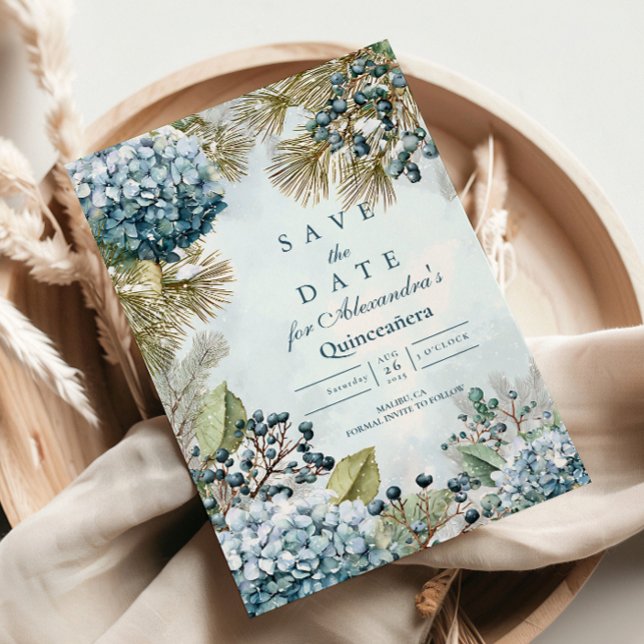 Reserve A Data Winter Blue Floral Quinceañera (Criador carregado)