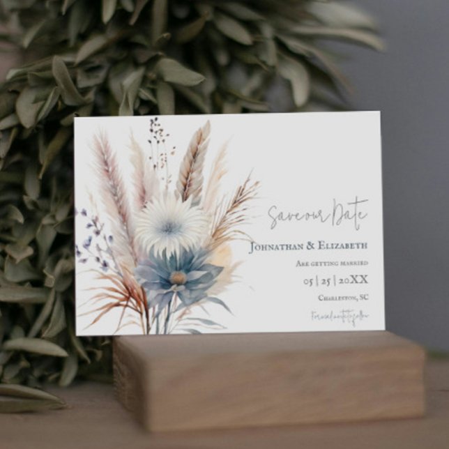 Reserve A Data Winter Boho Floral | Branco Salvar a Data (White Winter Boho Floral Wedding Save the Date)