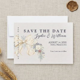Reserve A Data Winter Floral Wedding Flat Save The Date Card