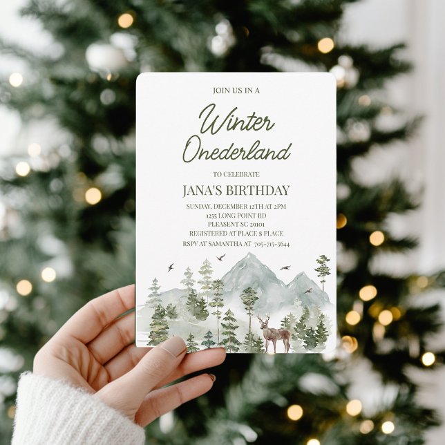 Reserve A Data Winter ONEderland Birthday | Veado de Aquarela (Criador carregado)