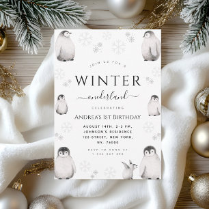 Reserve A Data Winter Onederland Drawn Penguin Party (Partido pri