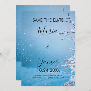 Reserve A Data Winter Snow Wedding Flat Save The Date Card