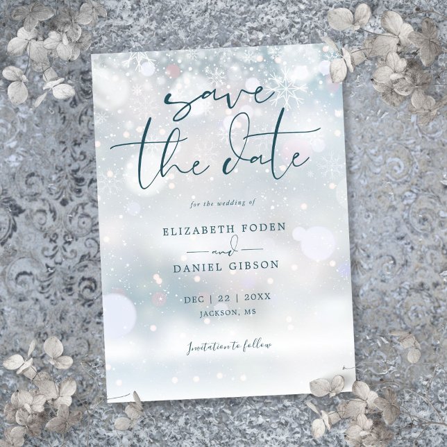 Reserve A Data Winter Wonderland Snow Wedding (Winter Wonderland Snow Wedding Save The Date)
