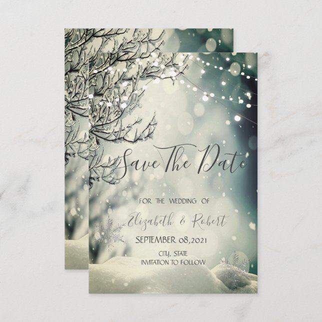 Reserve A Data Winter Wonderland Weding Date (Casamento Wonderlan (Frente/Verso)