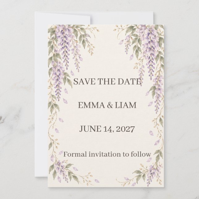 Reserve A Data Wisteria Save the Date (Frente)