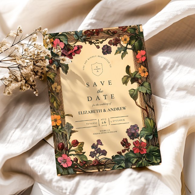 Reserve A Data Woodland Floral Art Nouveau Wedding (Criador carregado)