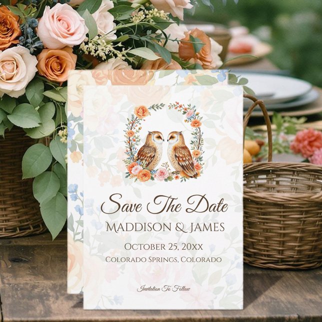 Reserve A Data Woodland Owl Wedding (Celebrate your special day with this enchanting woodland owl design!)