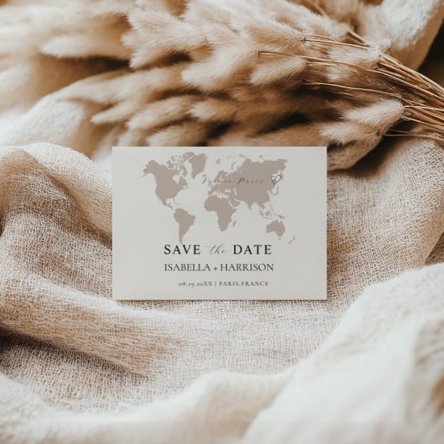 Reserve A Data World Map Save the Date Template (Criador carregado)