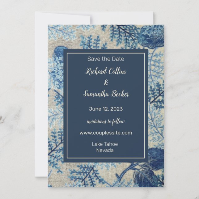 Reserve A Data Woven Floral Wedding Salvar A Data (Frente)