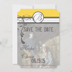 Reserve A Data Yellow & Cinza Funky Swirls Casamento Salve a Data