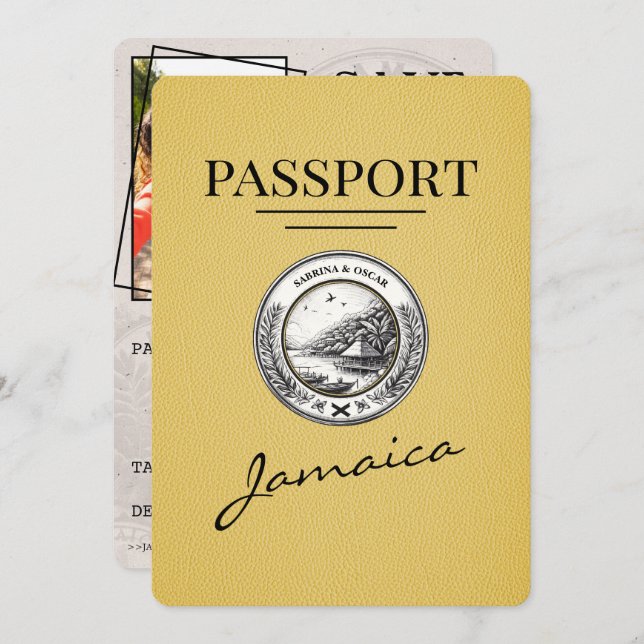 Reserve A Data Yellow Jamaica Passport Salvar Data (Frente/Verso)