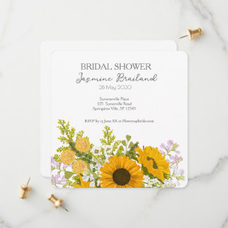 Reserve A Data Yellow Modern Sunflowers Bouquet Bridal Shower