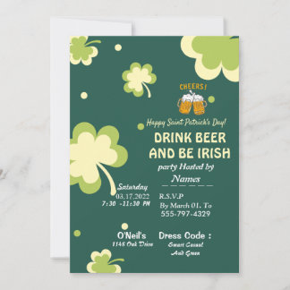 Reserve A Data Your St. Patrick's Day party invitation card