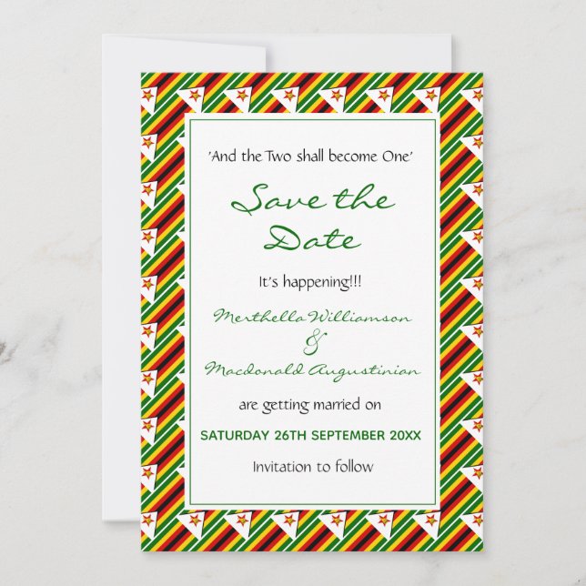 Reserve A Data ZIMBABWE FLAG - Escritura personalizada que está a (Frente)