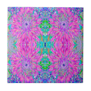 Resfriar Arte Azul Rosa e Roxo de Dahlia em Flor