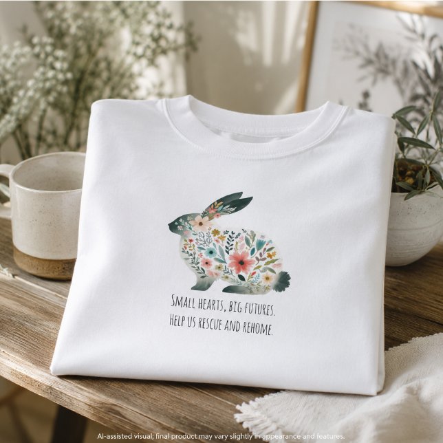 Resgate de Coelho Floral Compassivo (Floral Bunny Rescue T-Shirt for Rabbit Lovers & Rescue Supporters)