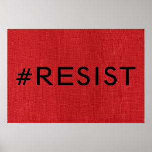 #Resist no poster de linho vermelho da foto da
