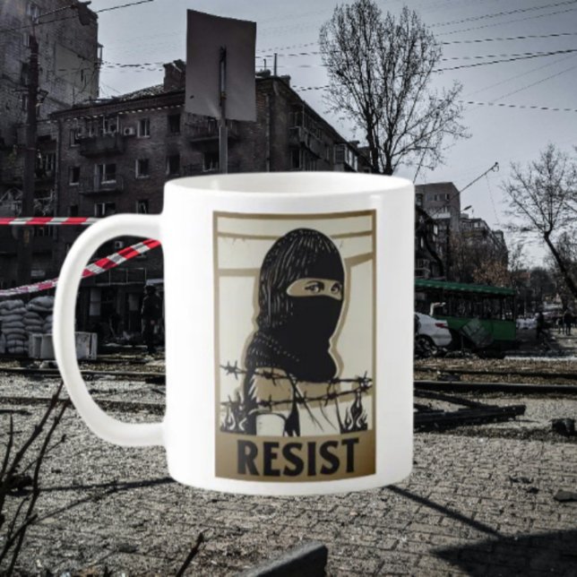 Resista Mulher de Máscara de Esqui Caneca (Criador carregado)