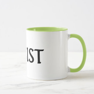 RESISTA o branco e o verde limão da caneca
