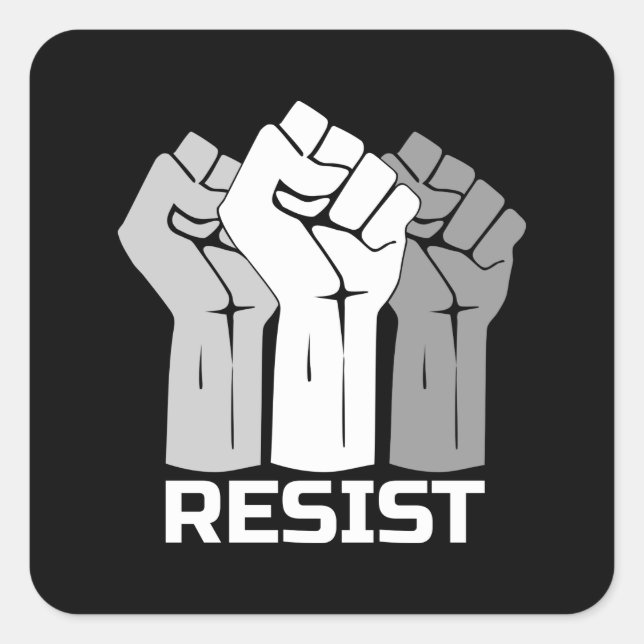 Resistir com punho - em branco adesivo quadrado 00 (Frente)