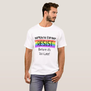 RESISTIR Impeach Trump Camisa do arco-íris LGBT