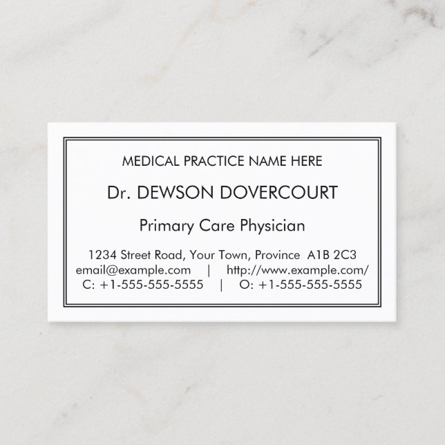 Respeitável, Cartão de visita humilde (Frente)