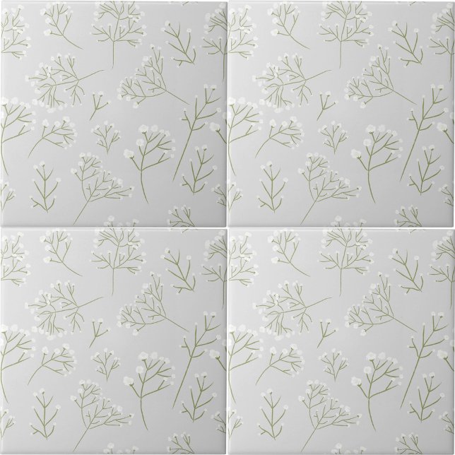 Respiração de Bebê Flor de Gipsófila Branca (Baby's Breath White Floral Watercolor Gypsophila Ceramic Tile)