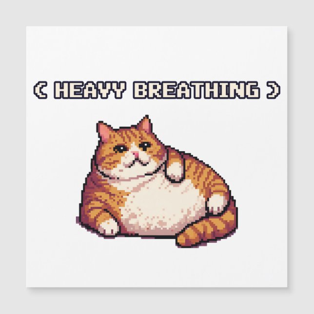 Respiração intensa arte de "pixel" de gato gordo (Frente)