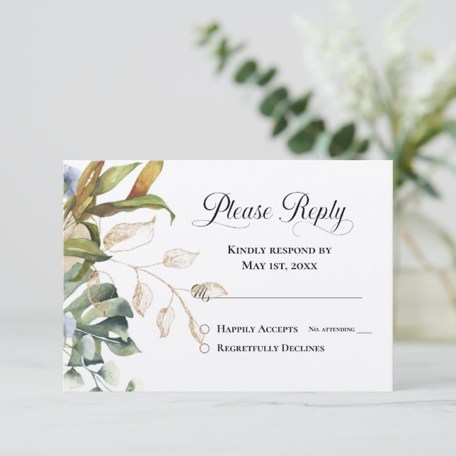 Responda ao RSVP Azul e Verde Moderno (Em pé/Frente)