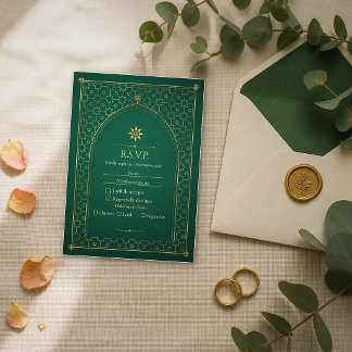 Responda com Cortesia Esmeralda Dourado RSVP Casam