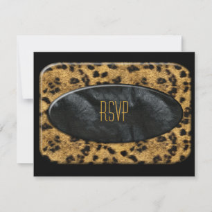 Responder ao Convite Preto Dourado Animal Leopardo