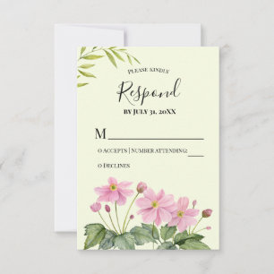 Responder RSVP Aquarela Rosa Anêmona Japonesa