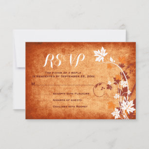 Resposta alaranjada do casamento outono RSVP das