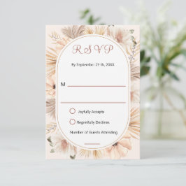Resposta Bege Floral Oval Boho Terroso