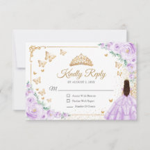 Resposta Chic Lilás Roxo Quinceanera