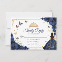Resposta Chic Navy Rosas Douradas Quinceanera