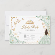 Resposta Chic Verde Sage Rosas Douradas Quinceaner