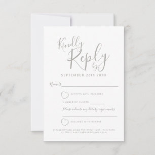 Resposta cinzenta e branca RSVP do casamento do