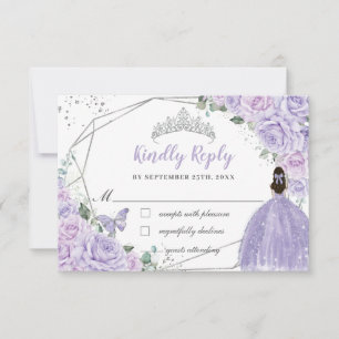 Resposta da Princesa Floral Lilás Roxo Quinceanera
