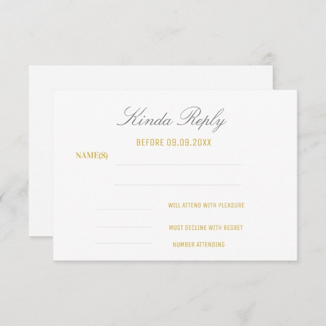 Resposta de aniversário Dourada e Branca Elegante (Frente/Verso)