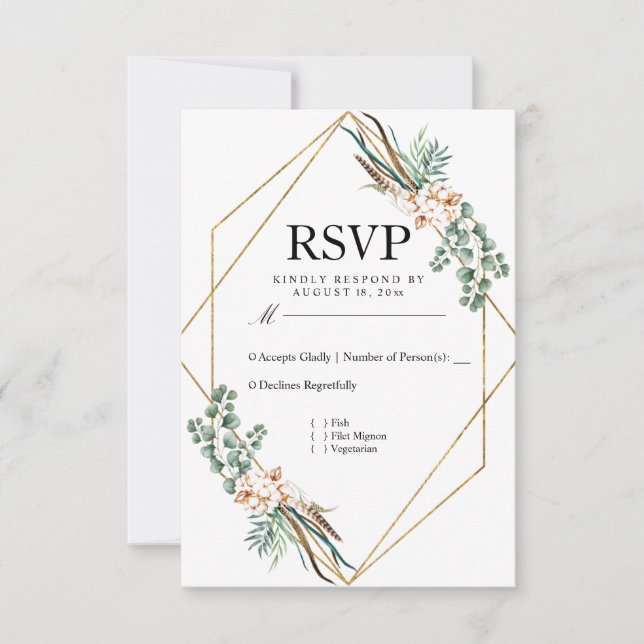 Resposta de Casamento Boho Algodão Verde (Frente)