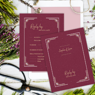 Resposta de Casamento Burgundy Gold Art Deco Black
