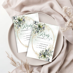 Resposta de Casamento com Aquarela Botânica Verde