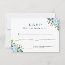 Resposta de Casamento com Aquarela Floral Azul Mar